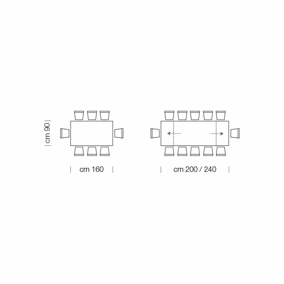 Ausziehbarer Tisch bis 280 cm aus Glas und furniertem Holz – Eugrafo Viadurini
