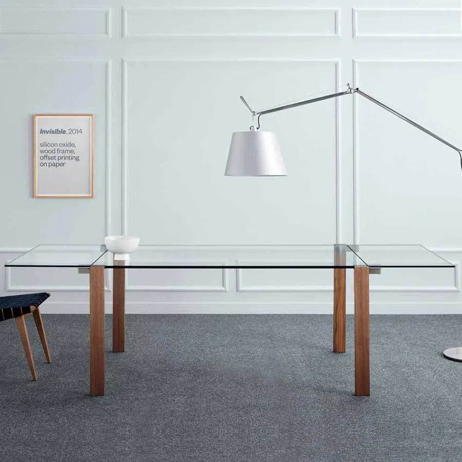 Ausziehbarer Tisch Bis zu 280 cm aus transparentem Glas Made in Italy - Sopot Viadurini