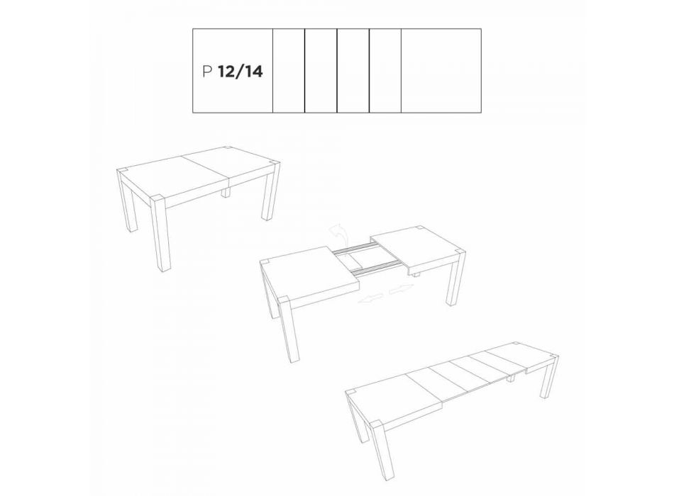 Ausziehbarer Tisch bis zu 300 cm modernes Design in Oky Melamin
