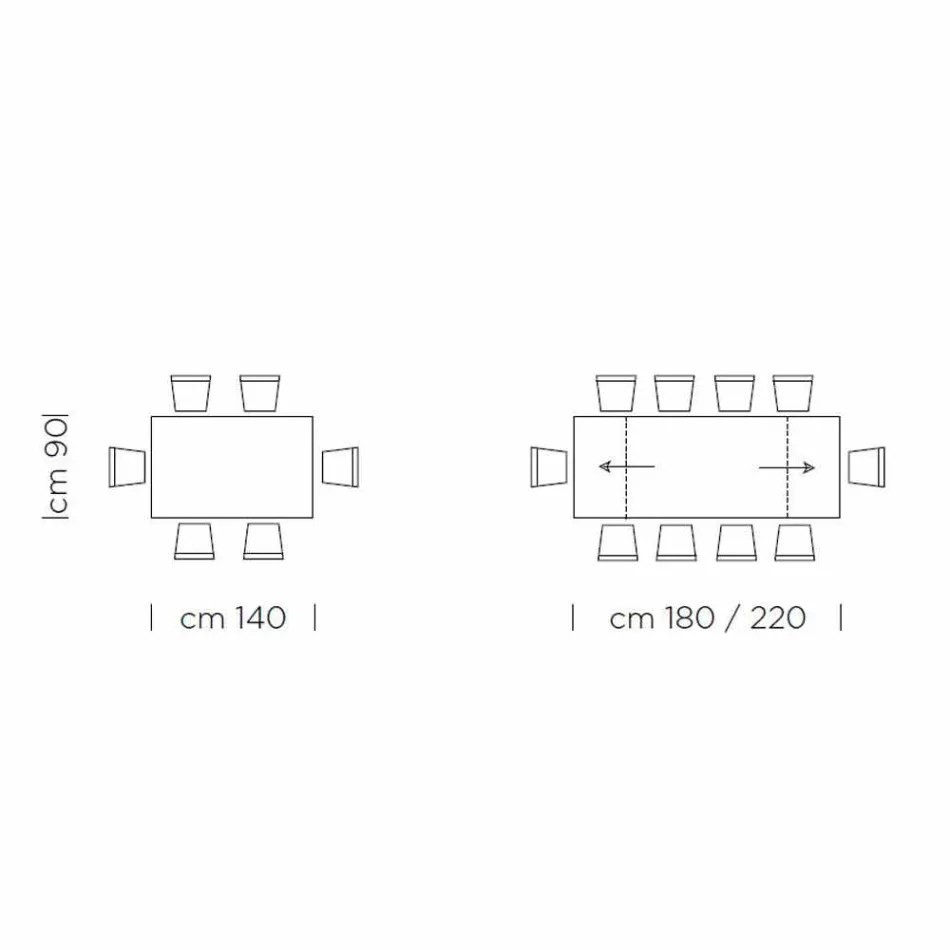 Ausziehbarer Tisch bis 300 cm aus Fenix und Stahl, hergestellt in Italien – Settimmio Viadurini