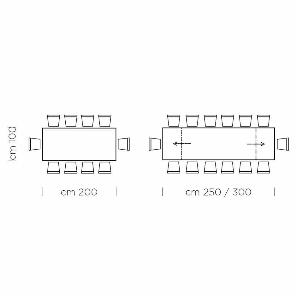 Ausziehbarer Tisch bis 300 cm aus Fenix und Stahl, hergestellt in Italien – Settimmio Viadurini