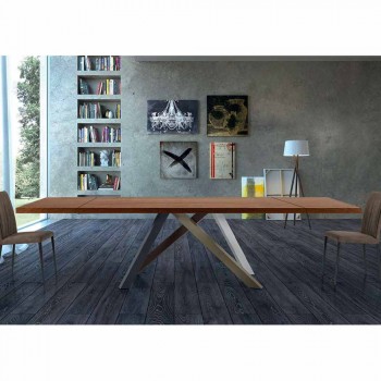 Ausziehbarer Tisch bis 300 cm aus Holz und Stahl Made in Italy - Settimmio