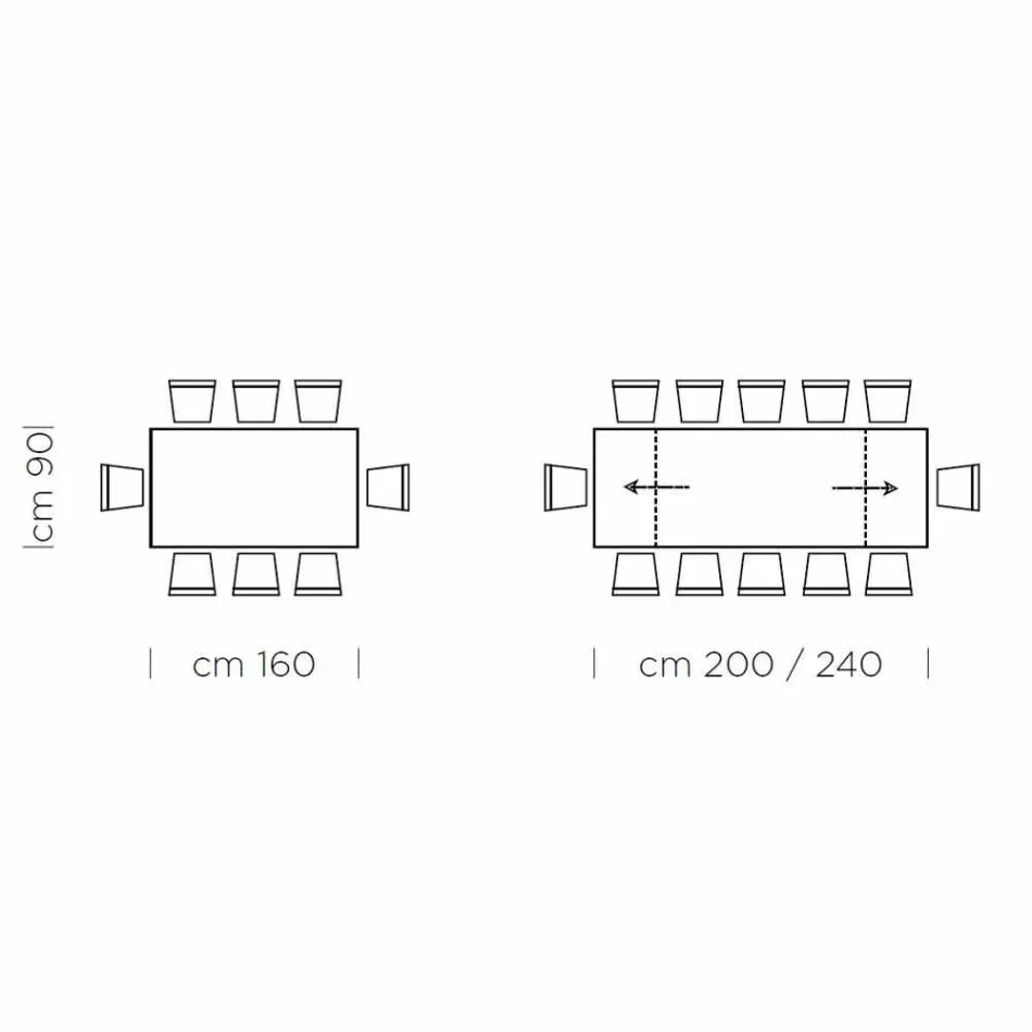 Ausziehbarer Tisch bis 300 cm aus Holz und Stahl, hergestellt in Italien – Settimmio Viadurini