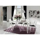 Ausziehbarer Tisch bis 350 cm in glänzend weißer Tanganika-Walnuss, Leomas Viadurini