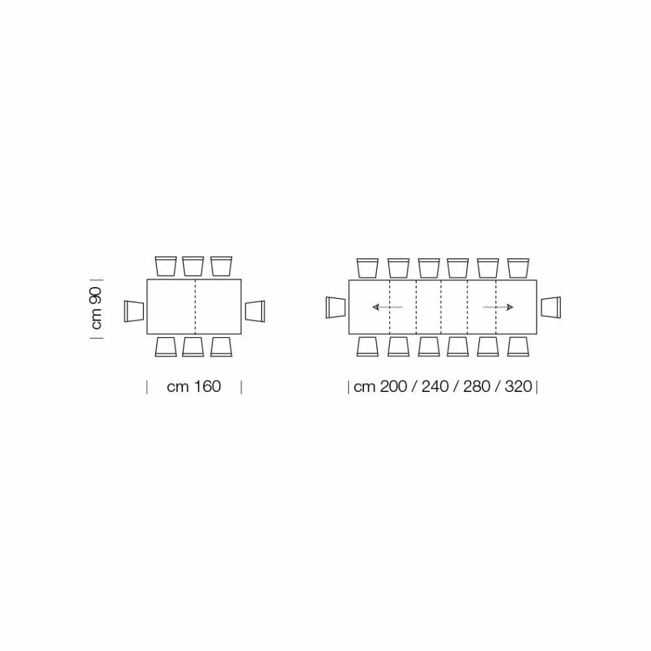 Ausziehbarer Tisch bis zu 470 cm aus Furnierholz Made in Italy – Gordito Viadurini