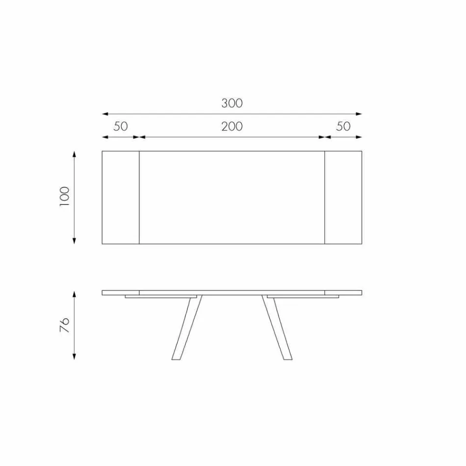 Ausziehbarer Eichenfurniertisch und Travis schwarzes Metall Viadurini