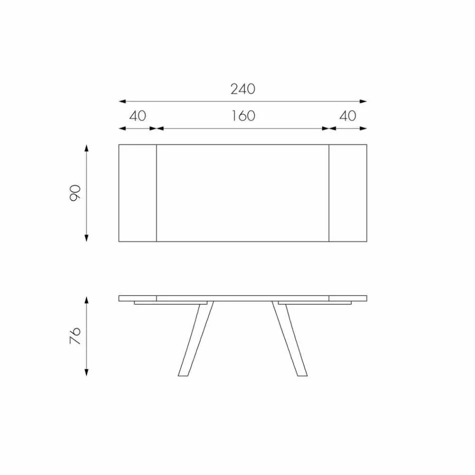 Ausziehbarer Eichenfurniertisch und Travis schwarzes Metall Viadurini