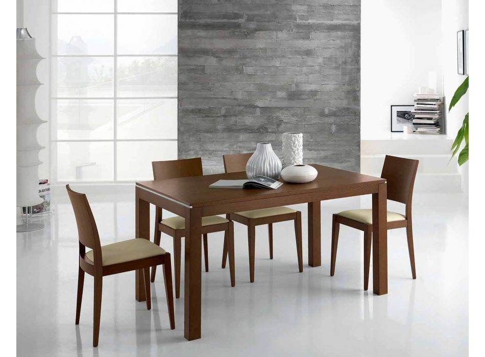 Ausziehbarer Tisch aus Eschenholz mit Seitenbändern aus Esche - Ketla Viadurini
