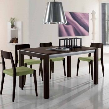 Ausziehbarer Tisch aus Eschenholz mit grau lackierten Seitenbändern - Ketla