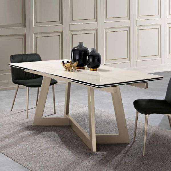 Ausziehbarer glaskeramiktisch mit 3 verschiedenen oberflächen made in italy - tecna