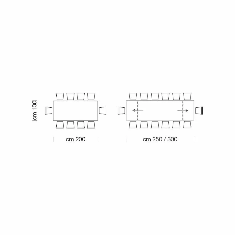 Moderner ausziehbarer 14-Sitzer-Tisch mit Laminatplatte, hergestellt in Italien – Ezzellino Viadurini