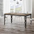 Moderner ausziehbarer Tisch aus Melaminholz und Eisenunterplatte – Marella Viadurini