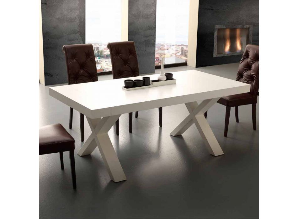 Moderner ausziehbarer Tisch aus Melamin und Mdf Denver Viadurini