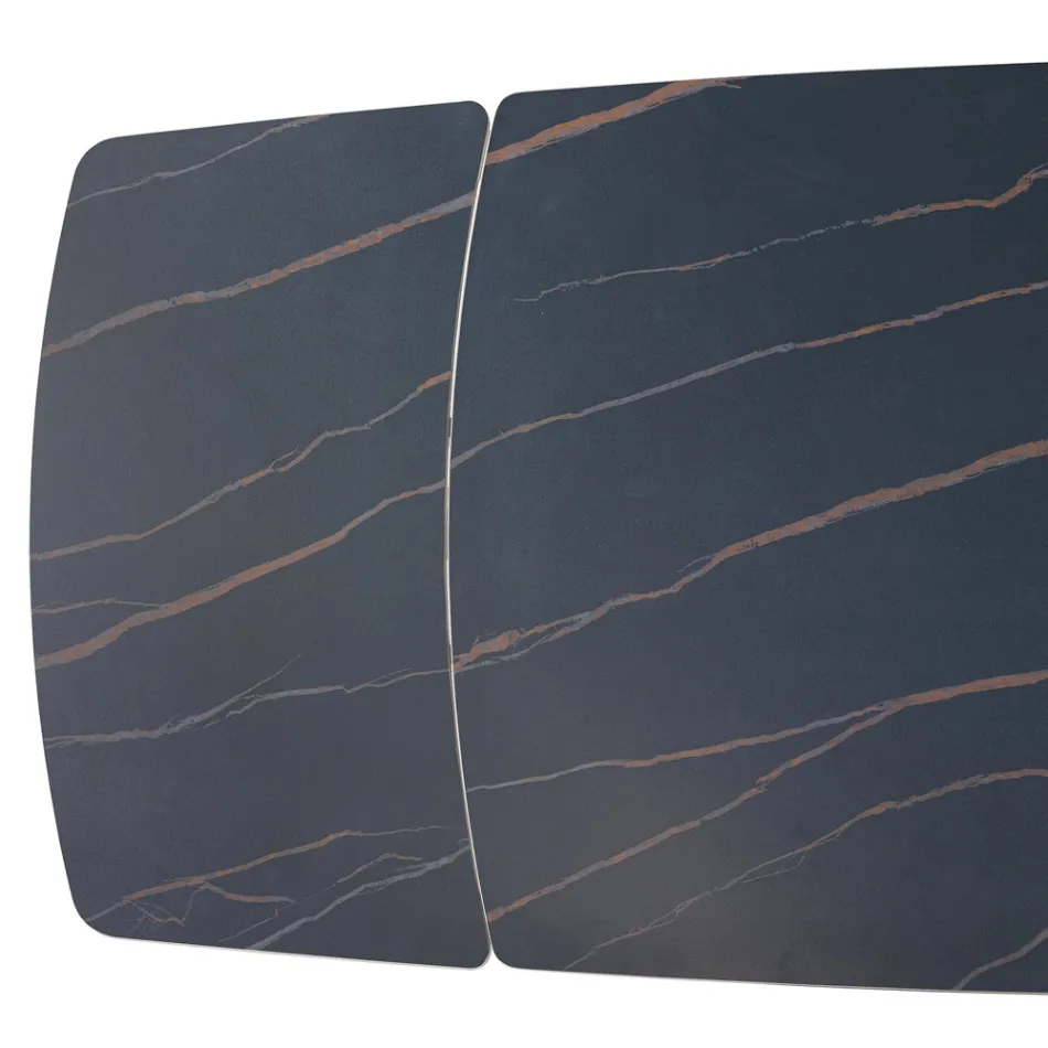 Ausziehtisch mit Keramikplatte und Eisengestell - Incrocio Viadurini