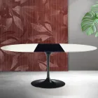 Saarinen Tulip Ausziehtisch H 74 cm in Weiß Florim Keramik - Scharlachrot Viadurini