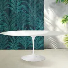 Saarinen Tulip Ausziehtisch H 74 cm in Hochglanzweiß Florim Keramik - Scharlachrot Viadurini