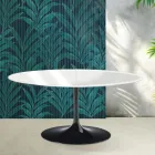 Saarinen Tulip Ausziehtisch H 74 cm in Hochglanzweiß Florim Keramik - Scharlachrot Viadurini