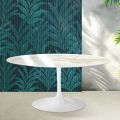 Saarinen Tulip Ausziehtisch H 74 cm in Florim Calacatta Gold Gloss Keramik - Scharlachrot