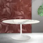 Saarinen Tulip Ausziehtisch H 74 cm in Florim Statuario Mattkeramik - Scharlachrot Viadurini
