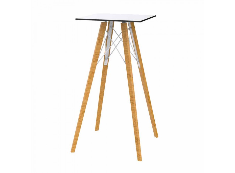 Square Design High Bar Tisch in Holz und HPL, 4 Stück - Faz Wood von Vondom Viadurini