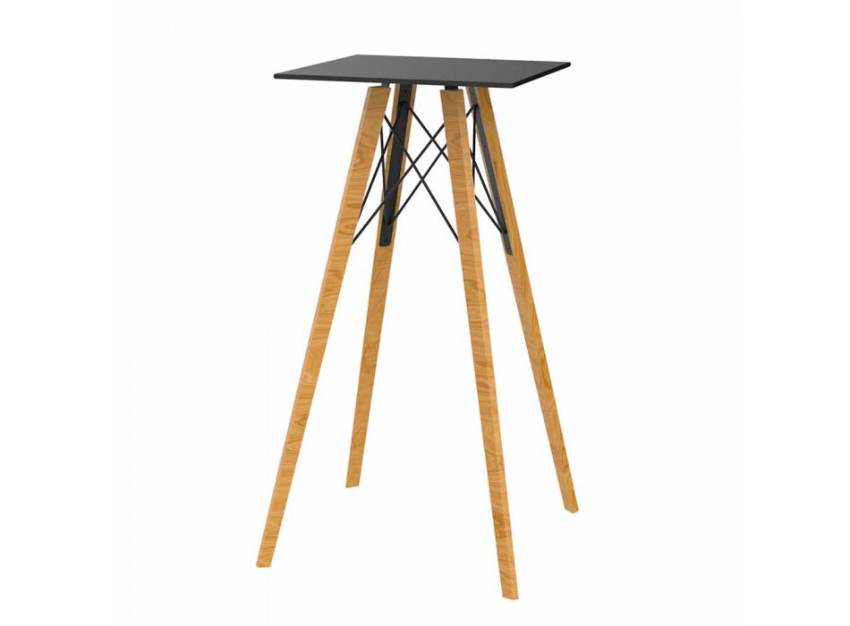 Square Design High Bar Tisch in Holz und HPL, 4 Stück - Faz Wood von Vondom Viadurini