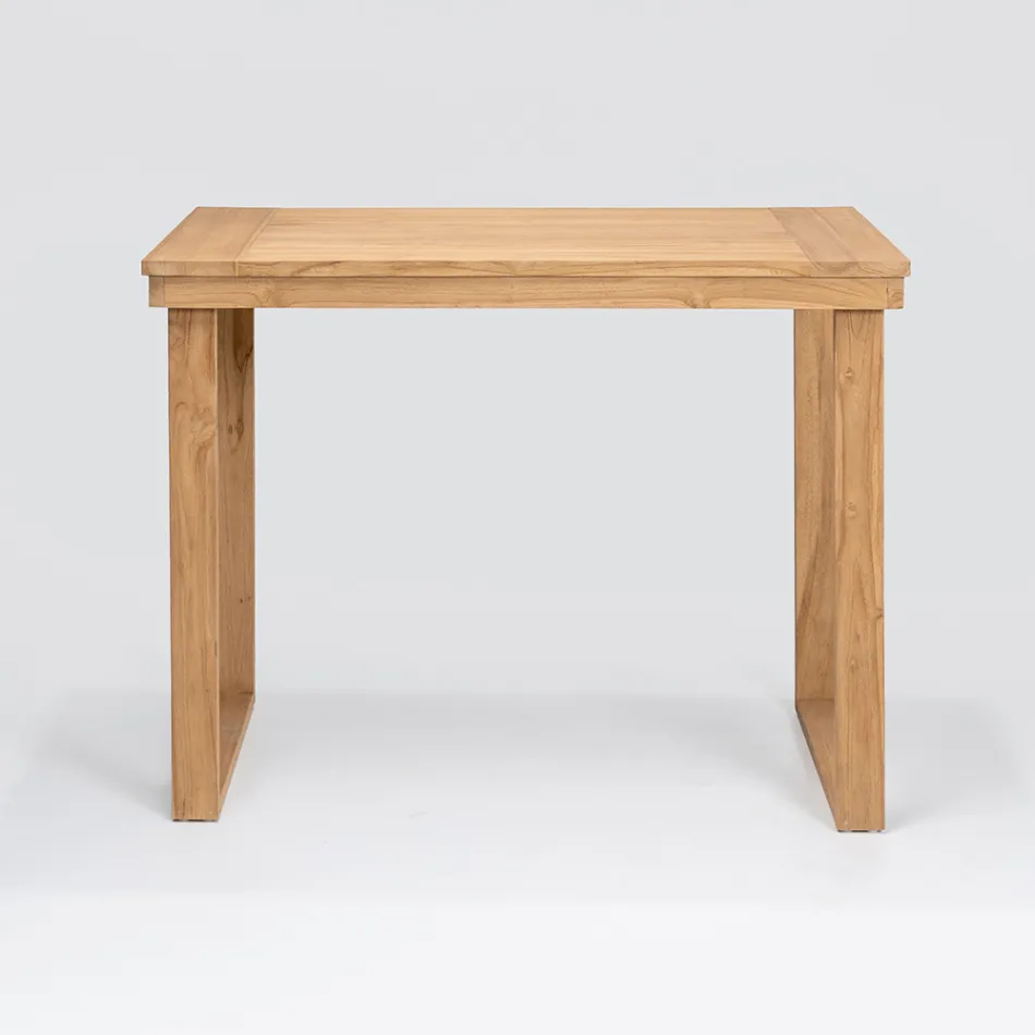 Hoher Bartisch aus gebürstetem, natürlichem Teakholz - Sponda Viadurini