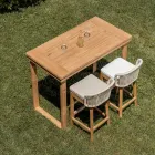 Hoher Bartisch aus gebürstetem, natürlichem Teakholz - Sponda Viadurini