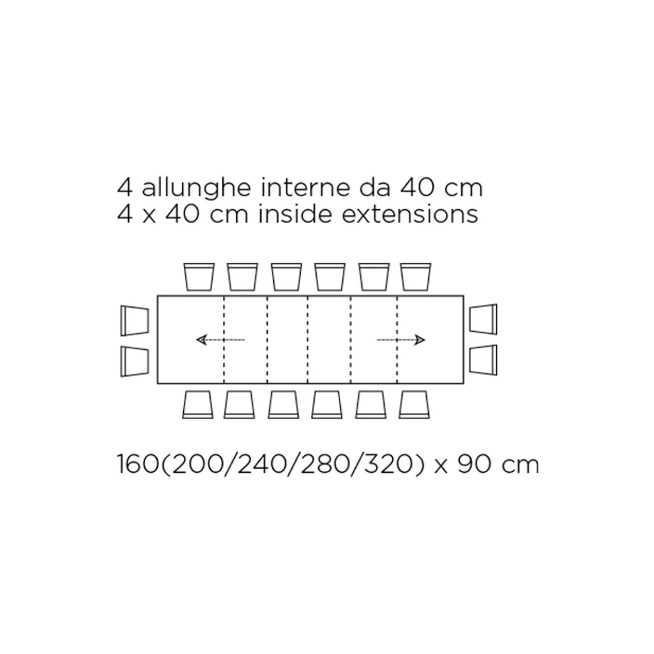 Tisch mit Innenverlängerungen und Klappkante aus Laminat, hergestellt in Italien – Gordito Viadurini