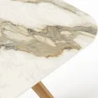 Tisch mit Holzsockel und Keramikplatte Calacatta Hermitage - Infinity Viadurini
