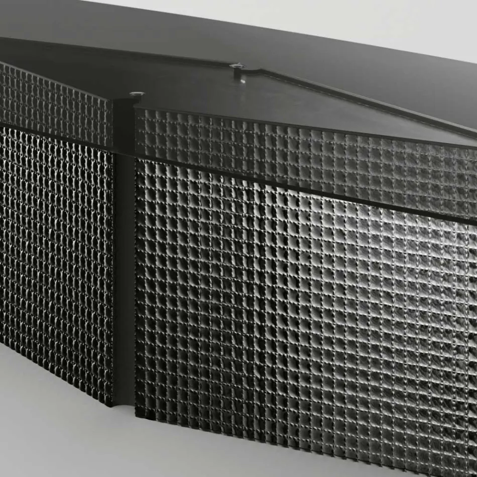 Tisch mit geformter Glasplatte und Untergestell aus geschmolzenem Glas und Metall - Foglietto Viadurini