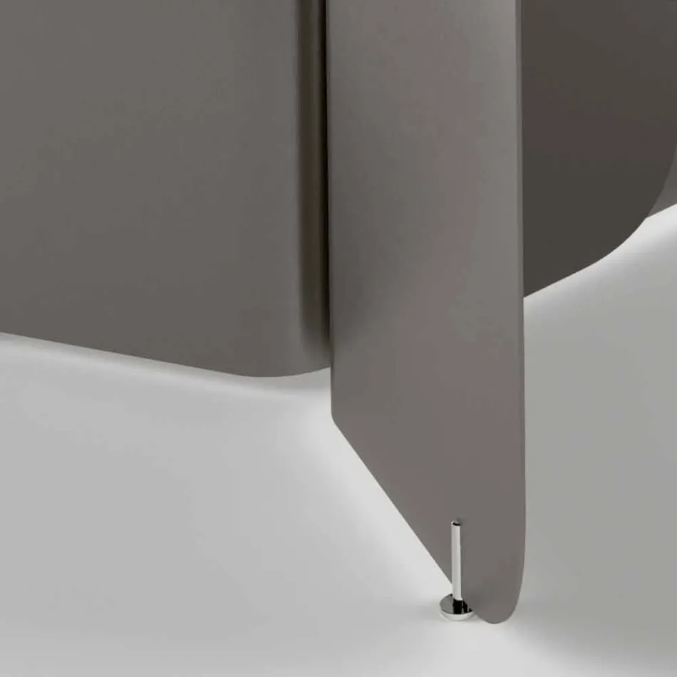 Tisch mit geformter Glasplatte und gebogenem Metallfuß - Piacere Viadurini