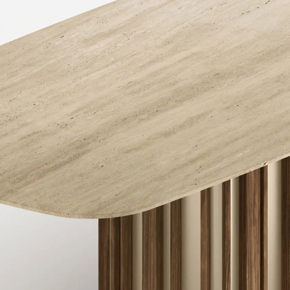 Lunaria-Tisch mit Marmorplatte und Metallgestell, hergestellt in Italien Viadurini
