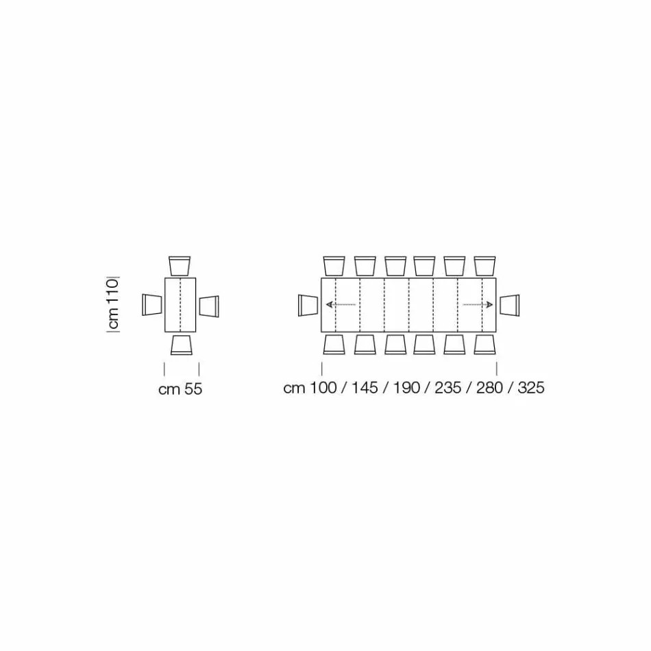 Ausziehbarer Konsolentisch bis 325 cm aus Melamin, hergestellt in Italien – Settimmio Viadurini