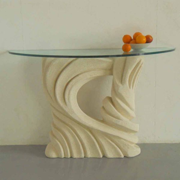 Konsolentisch aus stein und kristall in modernem design emera