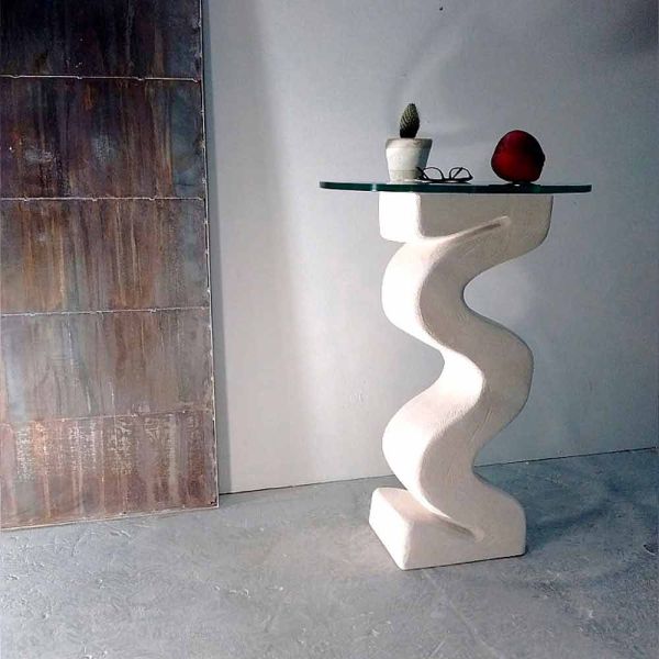 Konsolentisch rund aus stein und kristall in modernem design babylas