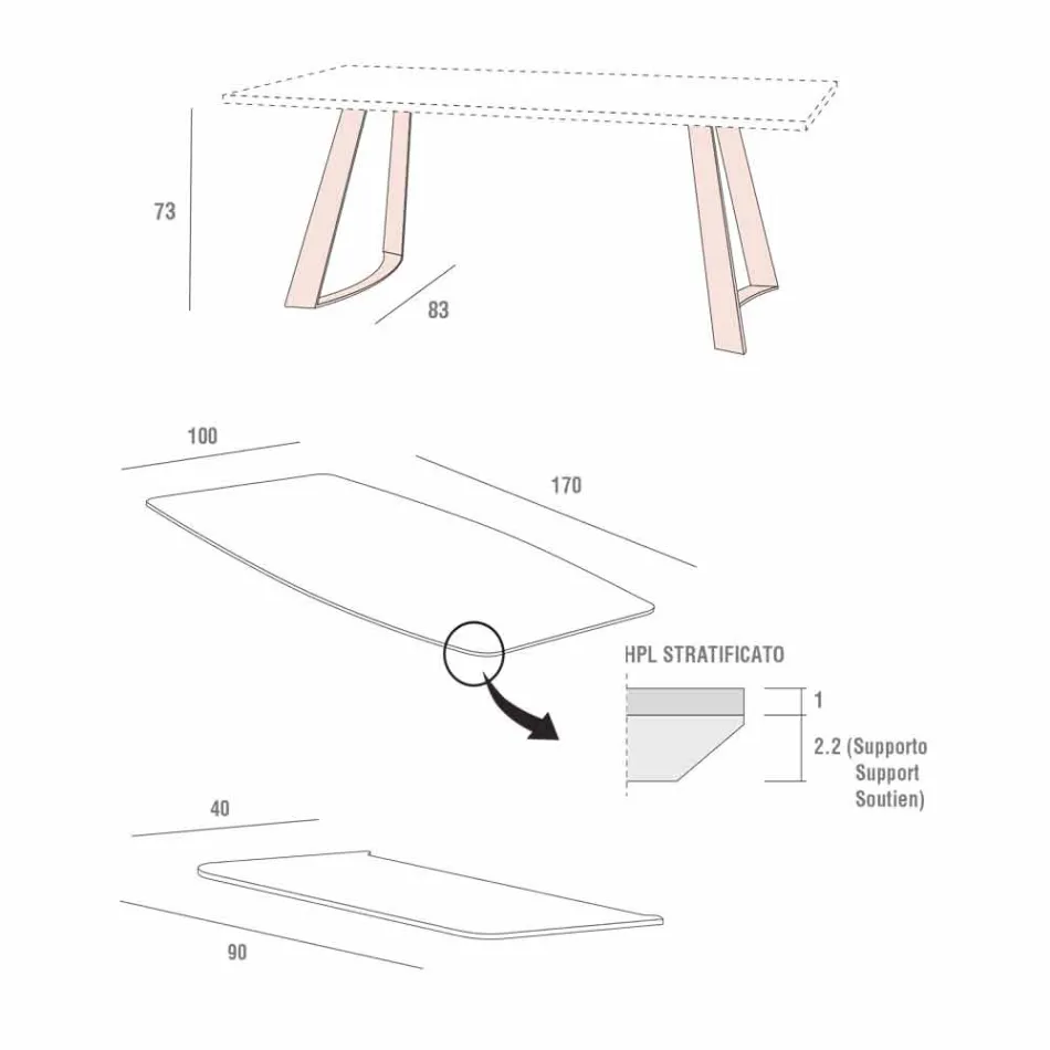 Ausziehbarer Küchentisch Bis zu 280 cm Marmoroptik Made in Italy - Pinocchio Viadurini