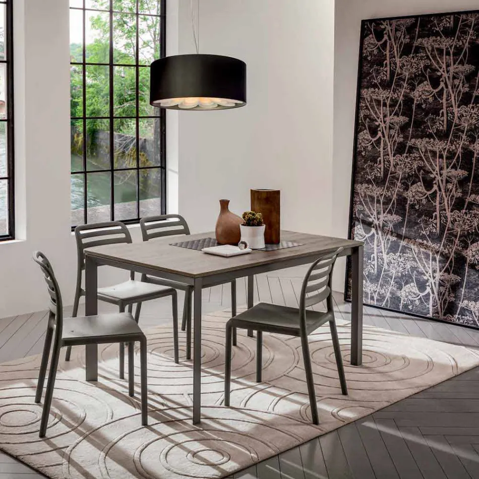 Küchentisch mit Melaminplatte und Metallgestell Made in Italy - Spilla Viadurini