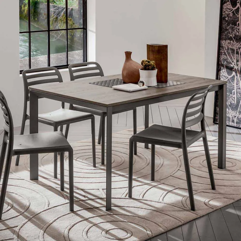 Küchentisch mit Melaminplatte und Metallgestell Made in Italy - Spilla Viadurini