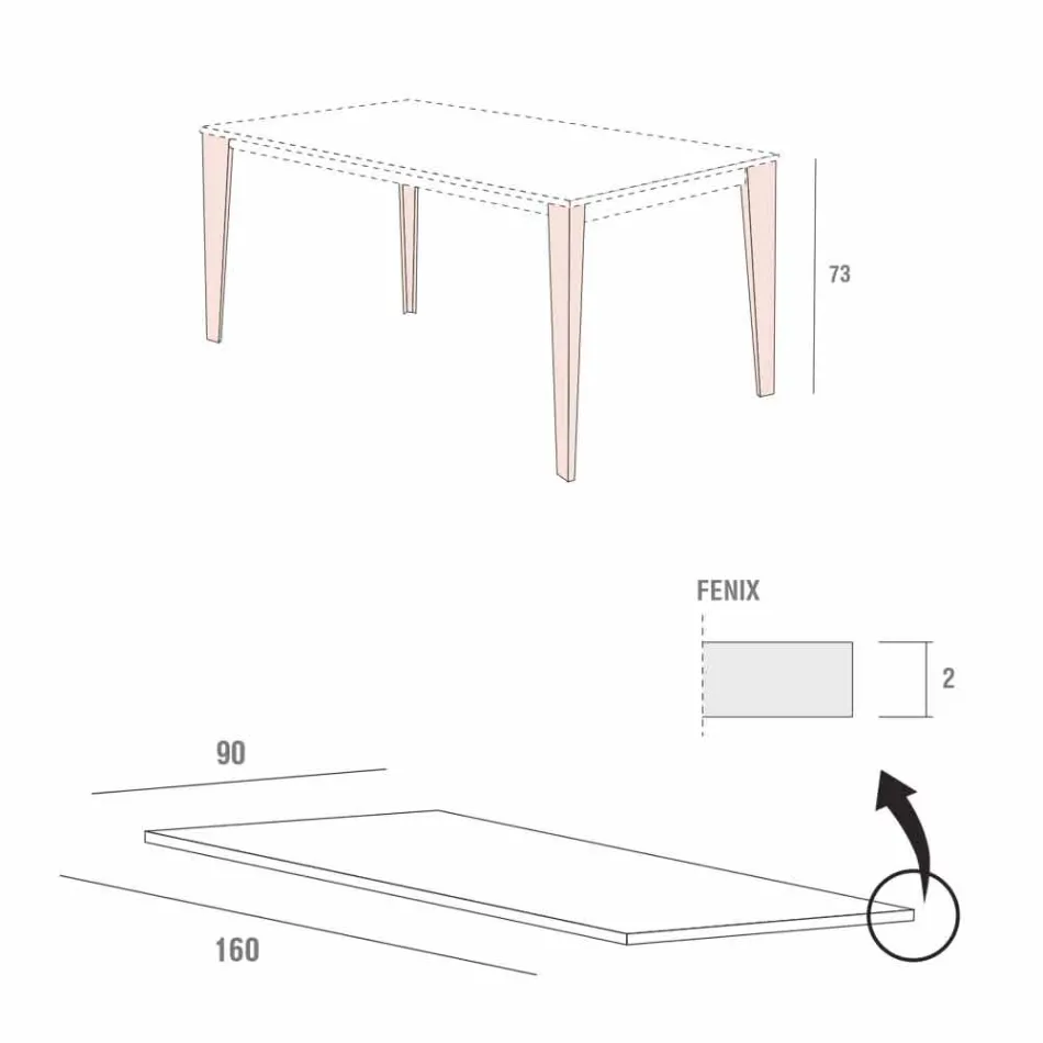 Küchentisch aus lackiertem Metall mit Tischplatte aus Fenix Made in Italy - Efisto Viadurini