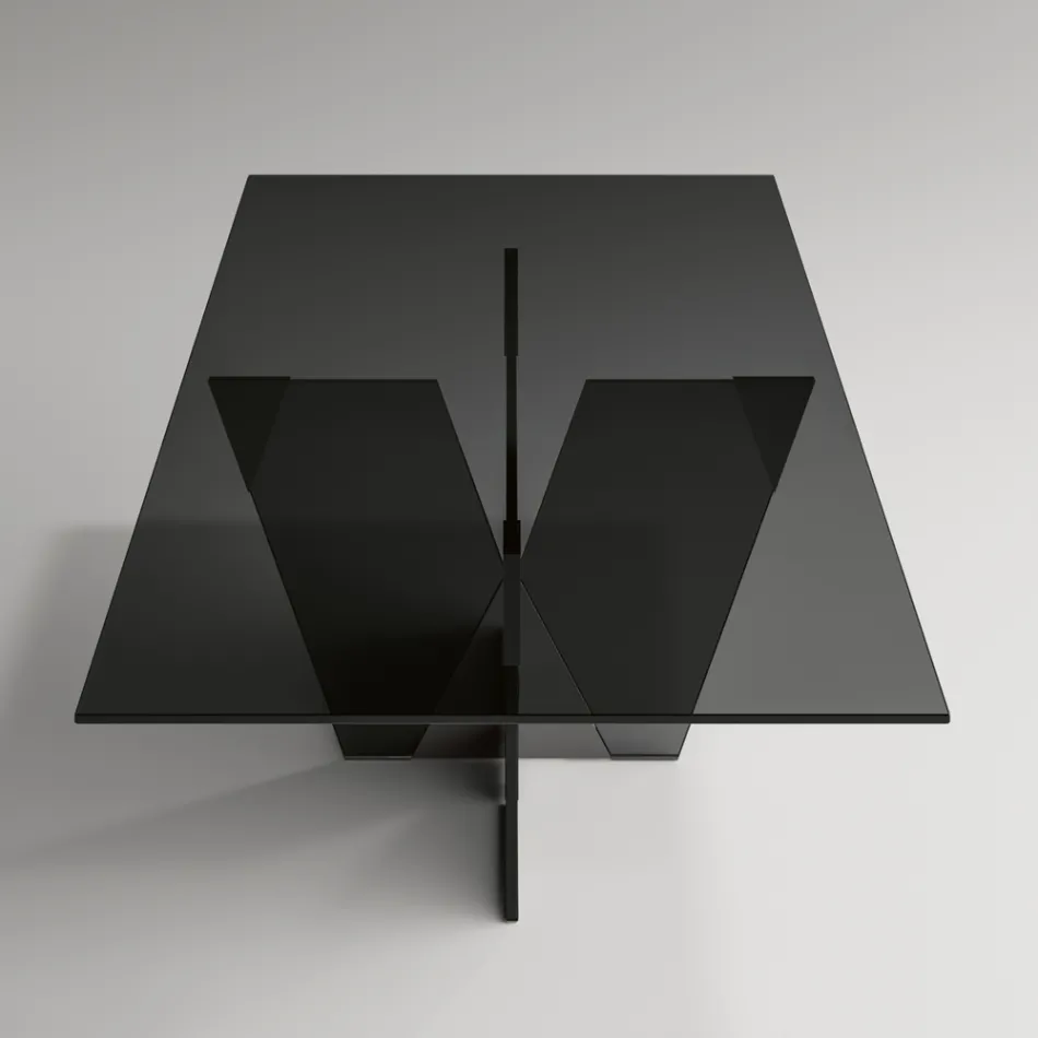 Rechteckiger Küchentisch mit Glasplatte und Untergestell Made in Italy - Tiseo Viadurini