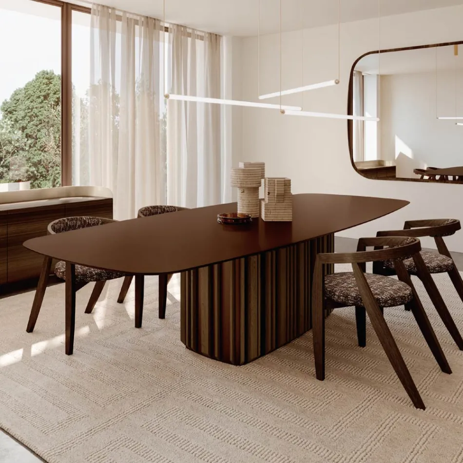 300 cm Glastisch mit Metallgestell, hergestellt in Italien – Design: Lunaria Viadurini