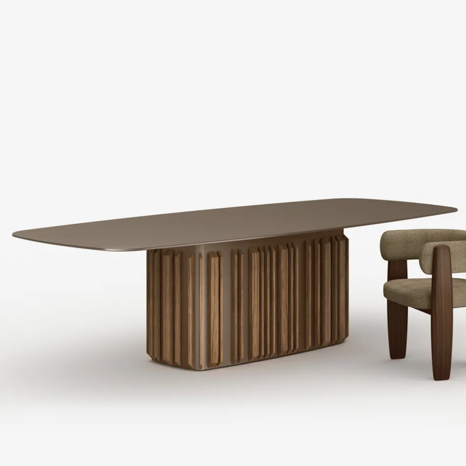 300 cm Glastisch mit Metallgestell, hergestellt in Italien – Design: Lunaria Viadurini