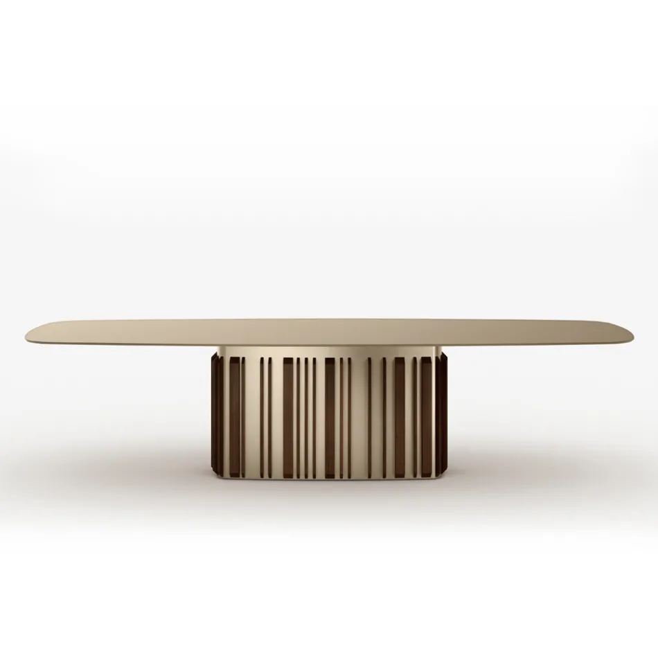 300 cm Glastisch mit Metallgestell, hergestellt in Italien – Design: Lunaria Viadurini
