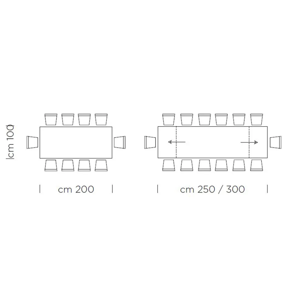 Küchentisch Fenix, ausziehbar bis 300 cm, hergestellt in Italien – Grotta Viadurini