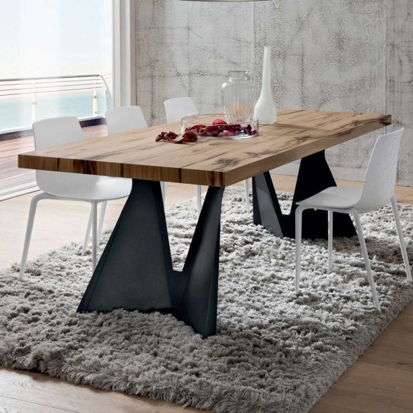 Küchentisch aus holz und metall made in italy, hohe qualität - dotto