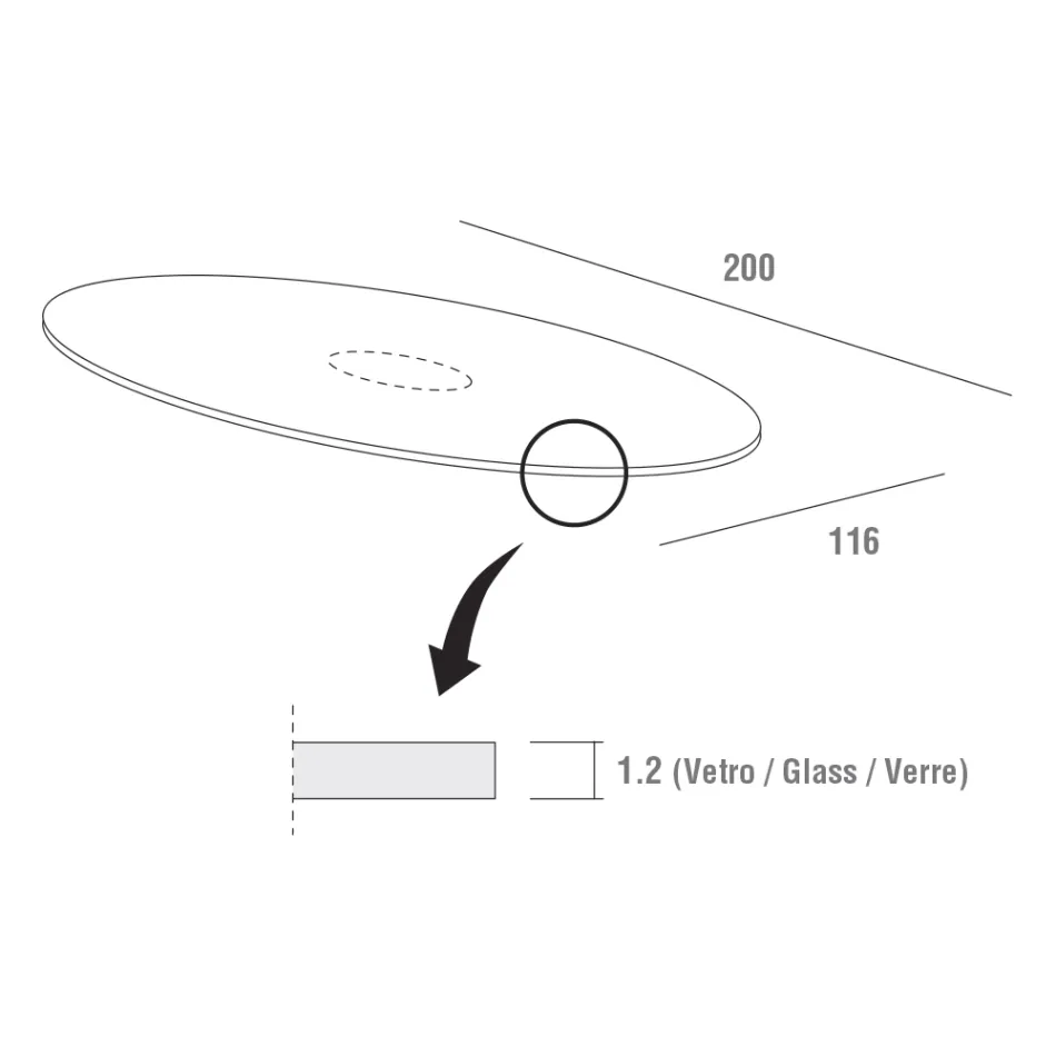 Luxuriöser Küchentisch aus gehärtetem Glas und Marmor, hergestellt in Italien – Brontolo Viadurini