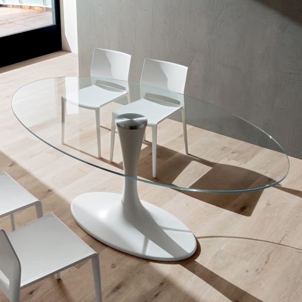 Küchentisch aus gehärtetem glas und marmor made in italy, luxus - brontolo