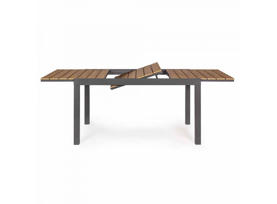 Ausziehbarer Tisch im Freien Bis zu 200 cm mit Platte aus Teakholz - Bobel-Finish Viadurini