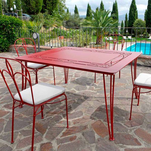 Gartentisch, handgefertigt, aus lackiertem eisen made in italy - zagato