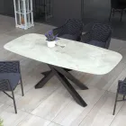 Gartentisch mit Aluminiumgestell und 12 mm laminierter HPL-Platte - Zefiro Viadurini